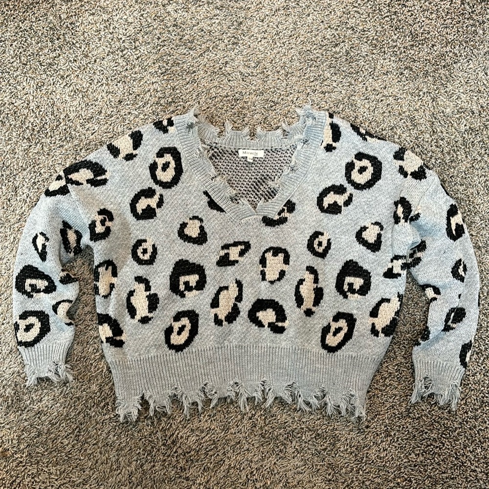 Distressed cheetah sweater!